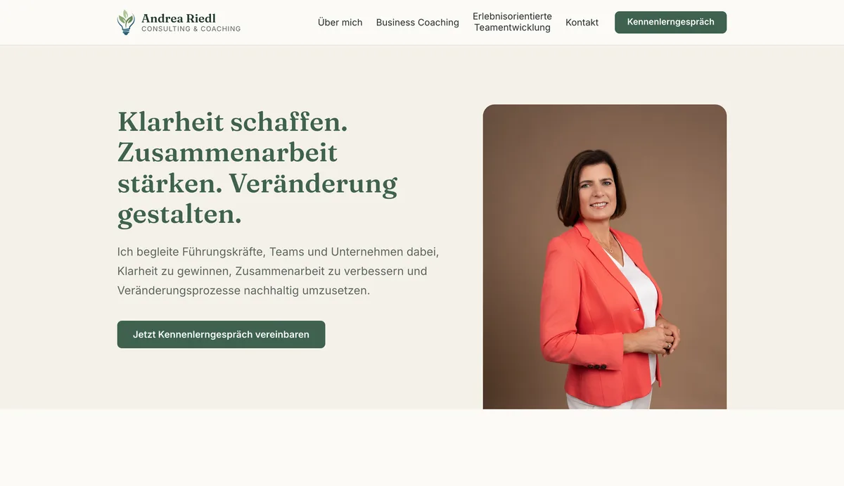 Andrea Riedl Consulting & Coaching: Website-Ansicht